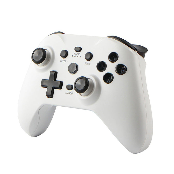 Rachidi Active white wireless Bluetooth game controller with vibration and Turbo function for PC, Android, and Switch.
